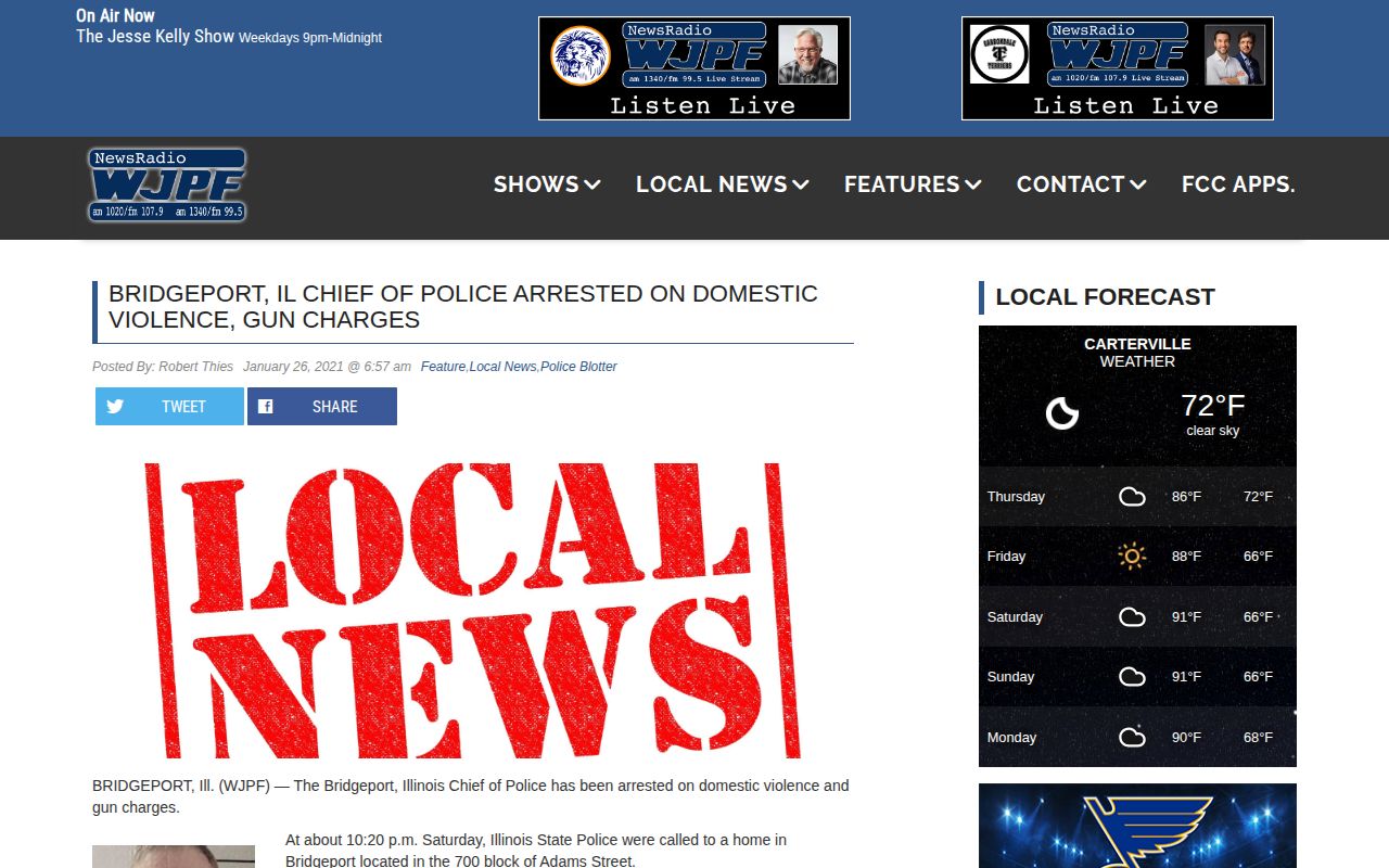 WJPF Bridgeport arrest story used as local news context