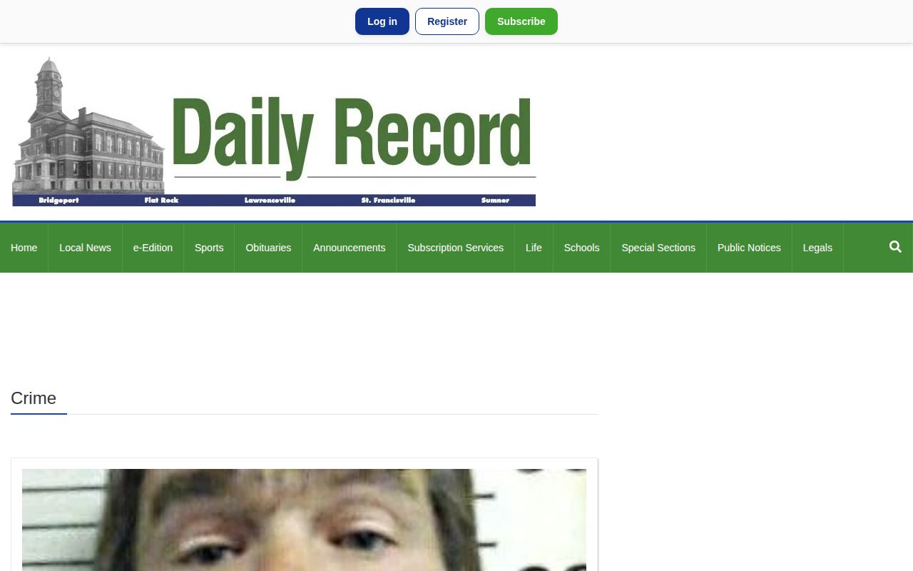 Lawrence County Daily Record crime news section and local reporting context
