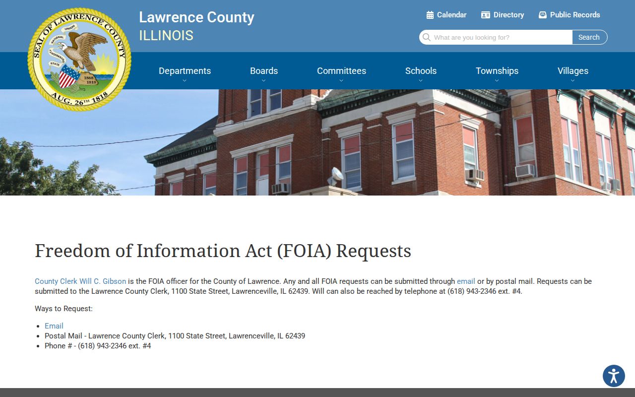 Lawrence County FOIA request page and official records contact information